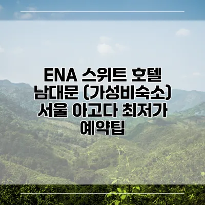 ENA 스위트 호텔 남대문 (가성비숙소) 서울 아고다 최저가 예약팁
