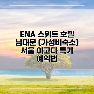 ENA 스위트 호텔 남대문 (가성비숙소) 서울 아고다 특가 예약법