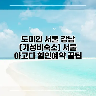 도미인 서울 강남 (가성비숙소) 서울 아고다 할인예약 꿀팁