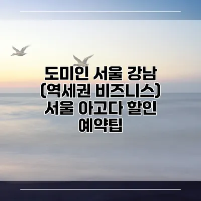도미인 서울 강남 (역세권 비즈니스) 서울 아고다 할인 예약팁
