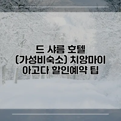 드 샤름 호텔 (가성비숙소) 치앙마이 아고다 할인예약 팁