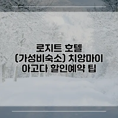 로지트 호텔 (가성비숙소) 치앙마이 아고다 할인예약 팁
