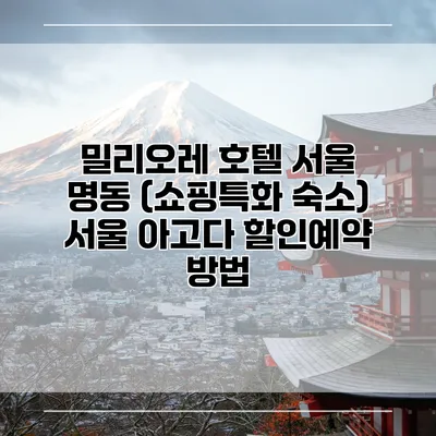 밀리오레 호텔 서울 명동 (쇼핑특화 숙소) 서울 아고다 할인예약 방법