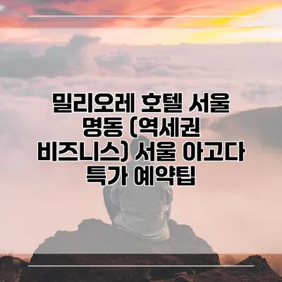 밀리오레 호텔 서울 명동 (역세권 비즈니스) 서울 아고다 특가 예약팁