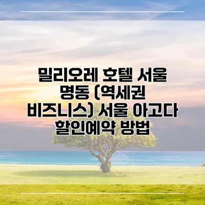 밀리오레 호텔 서울 명동 (역세권 비즈니스) 서울 아고다 할인예약 방법