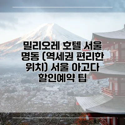 밀리오레 호텔 서울 명동 (역세권 편리한 위치) 서울 아고다 할인예약 팁