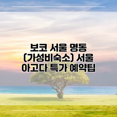 보코 서울 명동 (가성비숙소) 서울 아고다 특가 예약팁