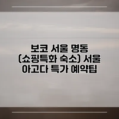보코 서울 명동 (쇼핑특화 숙소) 서울 아고다 특가 예약팁