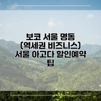 보코 서울 명동 (역세권 비즈니스) 서울 아고다 할인예약 팁