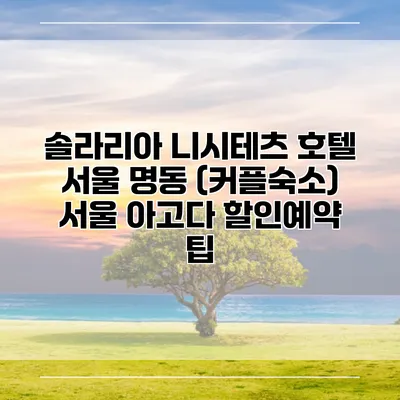 솔라리아 니시테츠 호텔 서울 명동 (커플숙소) 서울 아고다 할인예약 팁