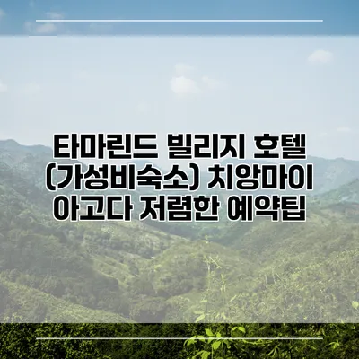 타마린드 빌리지 호텔 (가성비숙소) 치앙마이 아고다 저렴한 예약팁
