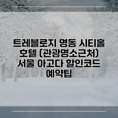 트레블로지 명동 시티홀 호텔 (관광명소근처) 서울 아고다 할인코드 예약팁