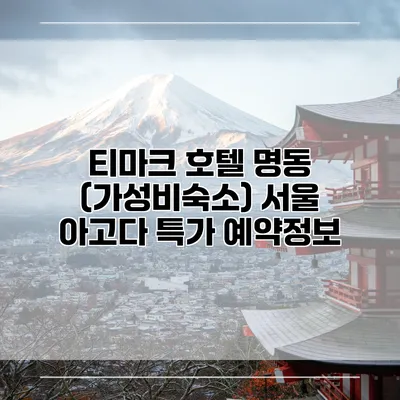 티마크 호텔 명동 (가성비숙소) 서울 아고다 특가 예약정보
