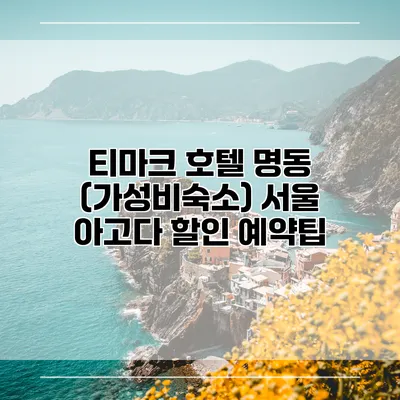 티마크 호텔 명동 (가성비숙소) 서울 아고다 할인 예약팁