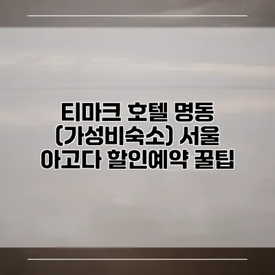 티마크 호텔 명동 (가성비숙소) 서울 아고다 할인예약 꿀팁