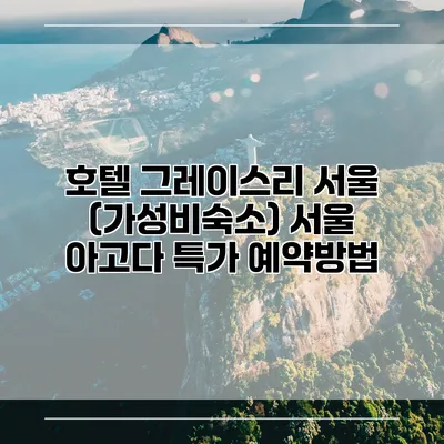 호텔 그레이스리 서울 (가성비숙소) 서울 아고다 특가 예약방법
