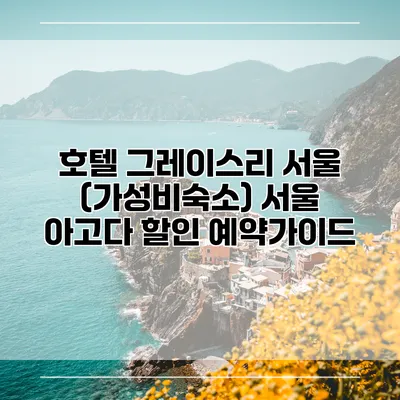 호텔 그레이스리 서울 (가성비숙소) 서울 아고다 할인 예약가이드