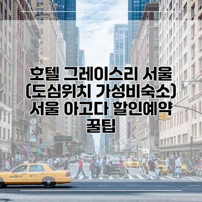 호텔 그레이스리 서울 (도심위치 가성비숙소) 서울 아고다 할인예약 꿀팁