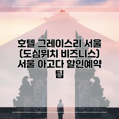 호텔 그레이스리 서울 (도심위치 비즈니스) 서울 아고다 할인예약 팁