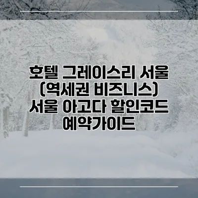 호텔 그레이스리 서울 (역세권 비즈니스) 서울 아고다 할인코드 예약가이드