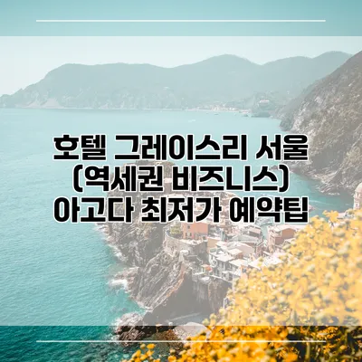 호텔 그레이스리 서울 (역세권 비즈니스) 아고다 최저가 예약팁