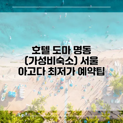 호텔 도마 명동 (가성비숙소) 서울 아고다 최저가 예약팁