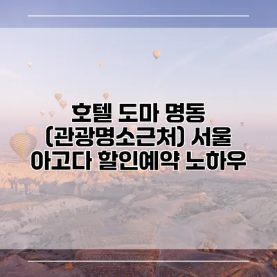 호텔 도마 명동 (관광명소근처) 서울 아고다 할인예약 노하우