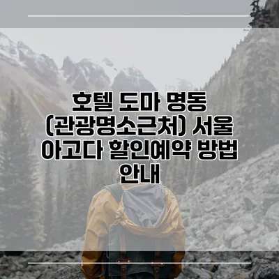 호텔 도마 명동 (관광명소근처) 서울 아고다 할인예약 방법 안내