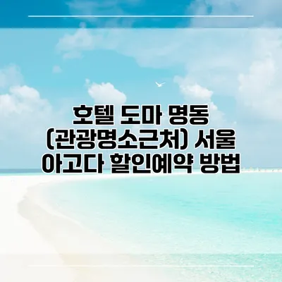 호텔 도마 명동 (관광명소근처) 서울 아고다 할인예약 방법