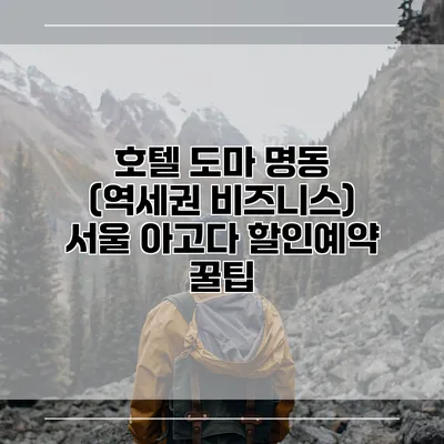 호텔 도마 명동 (역세권 비즈니스) 서울 아고다 할인예약 꿀팁