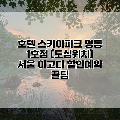 호텔 스카이파크 명동 1호점 (도심위치) 서울 아고다 할인예약 꿀팁