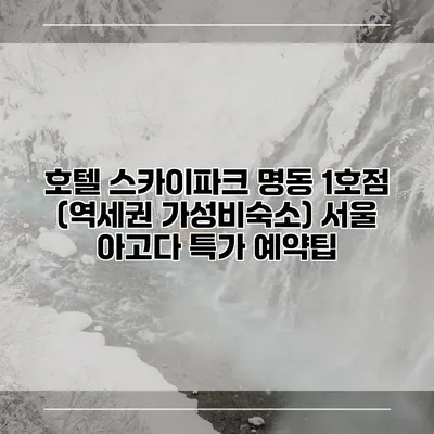 호텔 스카이파크 명동 1호점 (역세권 가성비숙소) 서울 아고다 특가 예약팁