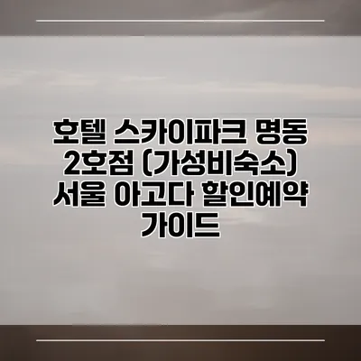 호텔 스카이파크 명동 2호점 (가성비숙소) 서울 아고다 할인예약 가이드