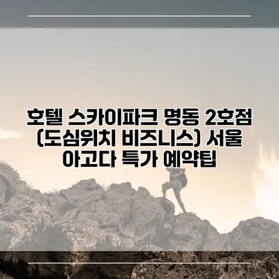 호텔 스카이파크 명동 2호점 (도심위치 비즈니스) 서울 아고다 특가 예약팁