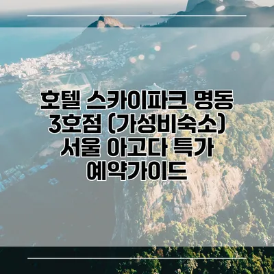 호텔 스카이파크 명동 3호점 (가성비숙소) 서울 아고다 특가 예약가이드