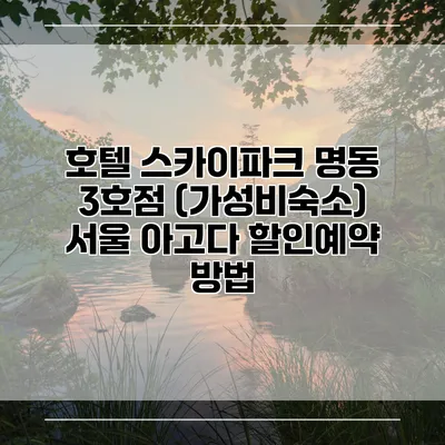 호텔 스카이파크 명동 3호점 (가성비숙소) 서울 아고다 할인예약 방법