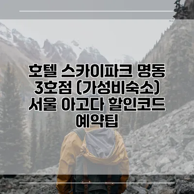 호텔 스카이파크 명동 3호점 (가성비숙소) 서울 아고다 할인코드 예약팁