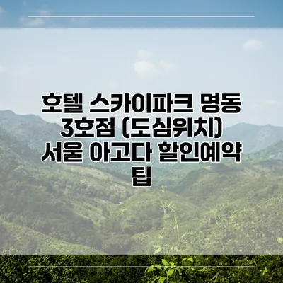 호텔 스카이파크 명동 3호점 (도심위치) 서울 아고다 할인예약 팁