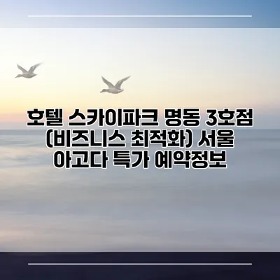 호텔 스카이파크 명동 3호점 (비즈니스 최적화) 서울 아고다 특가 예약정보