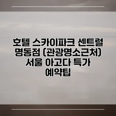 호텔 스카이파크 센트럴 명동점 (관광명소근처) 서울 아고다 특가 예약팁