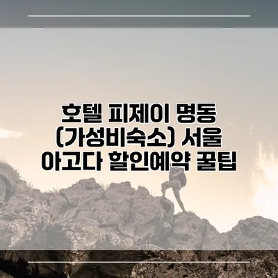 호텔 피제이 명동 (가성비숙소) 서울 아고다 할인예약 꿀팁