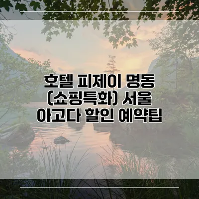 호텔 피제이 명동 (쇼핑특화) 서울 아고다 할인 예약팁
